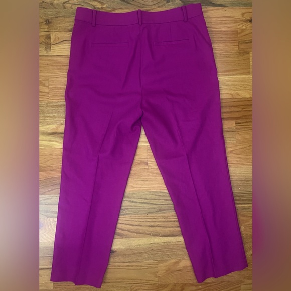 Loft Rivera Slim Pants in Linen Blend Magenta Size 12 - Picture 6 of 7